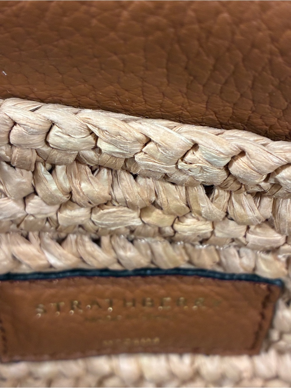 Strathberry Mosaic Nano Raffia & Leather Top Handle:Crossbody - Picture 6 of 9